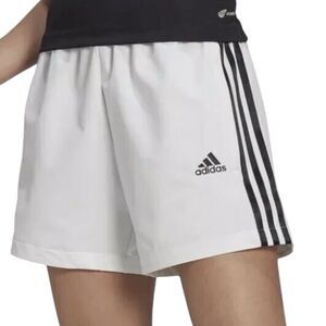 NWD Adidas Womens Tiro High Rise Woven Soccer Shorts White Black Stripe Sz Large
